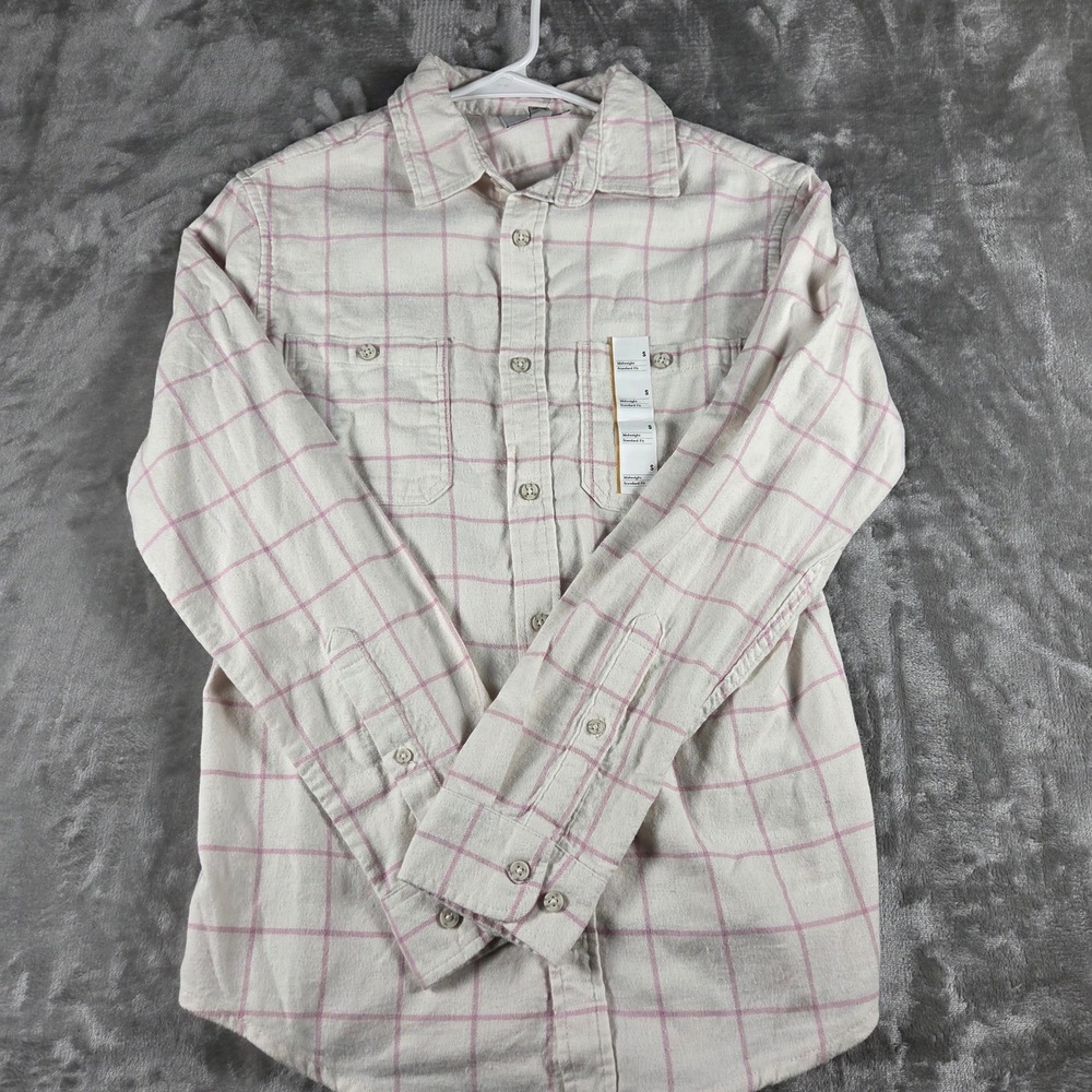 Goodfellow & Co Soft Grunge Plaid Midweight Flannel Shirt Small NWT Off-White